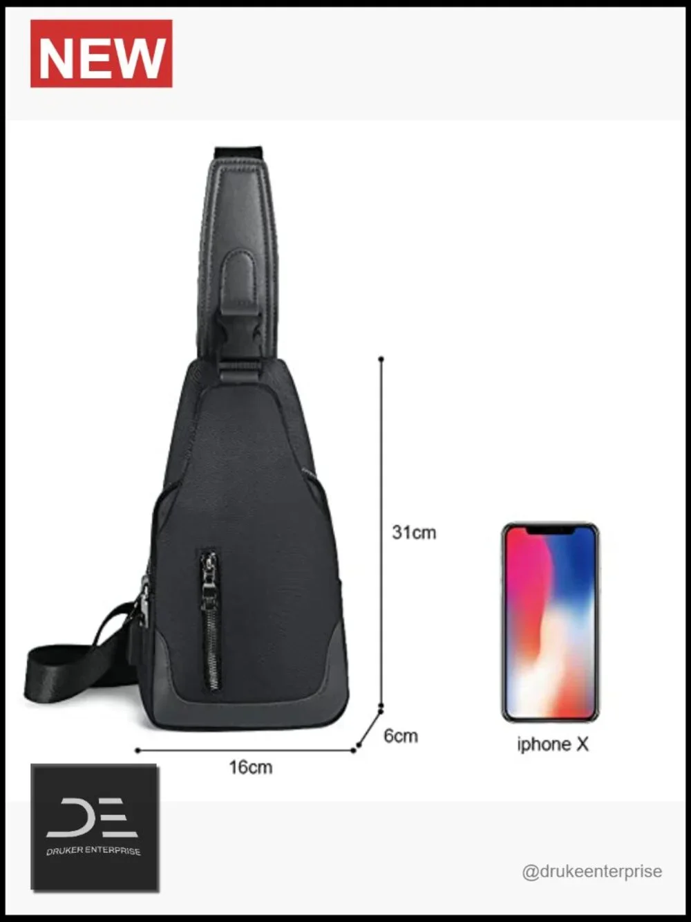 Sling Backpack with USB Charging Port, Oxford Fabric Crossbody Chest Bag for